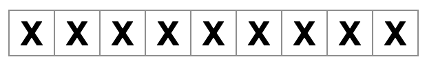 1 行に X の入ったマス目が 9 個